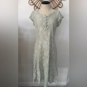 All That Jazz Vintage Floral Green Lace Fairy Dress Size Small